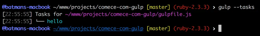 Imagem com o comando gulp –tasks
