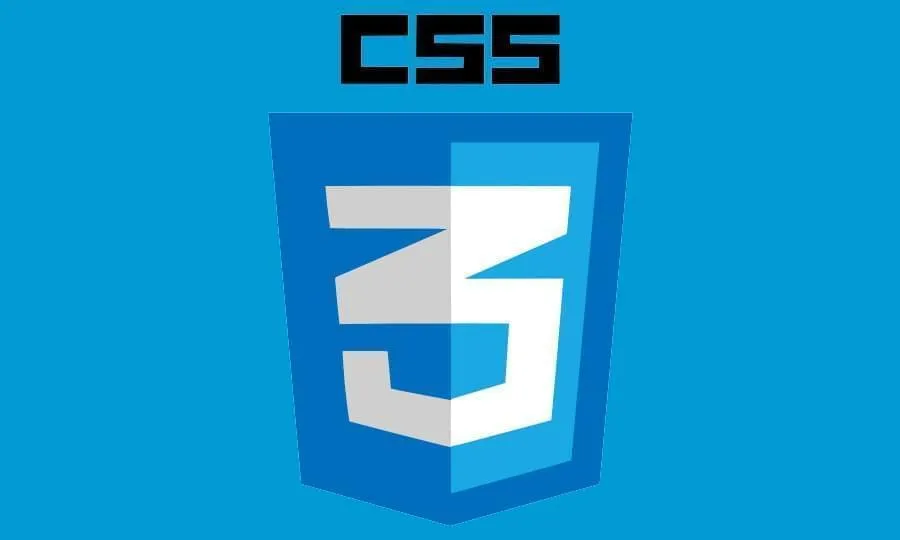 Escudo azul do CSS3 com o número 3, sobre fundo azul-claro, com a palavra CSS acima.
